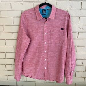 Volcom Flats Long Sleeve Button Front Shirt Pocket Surf Classic Fit West Coast M